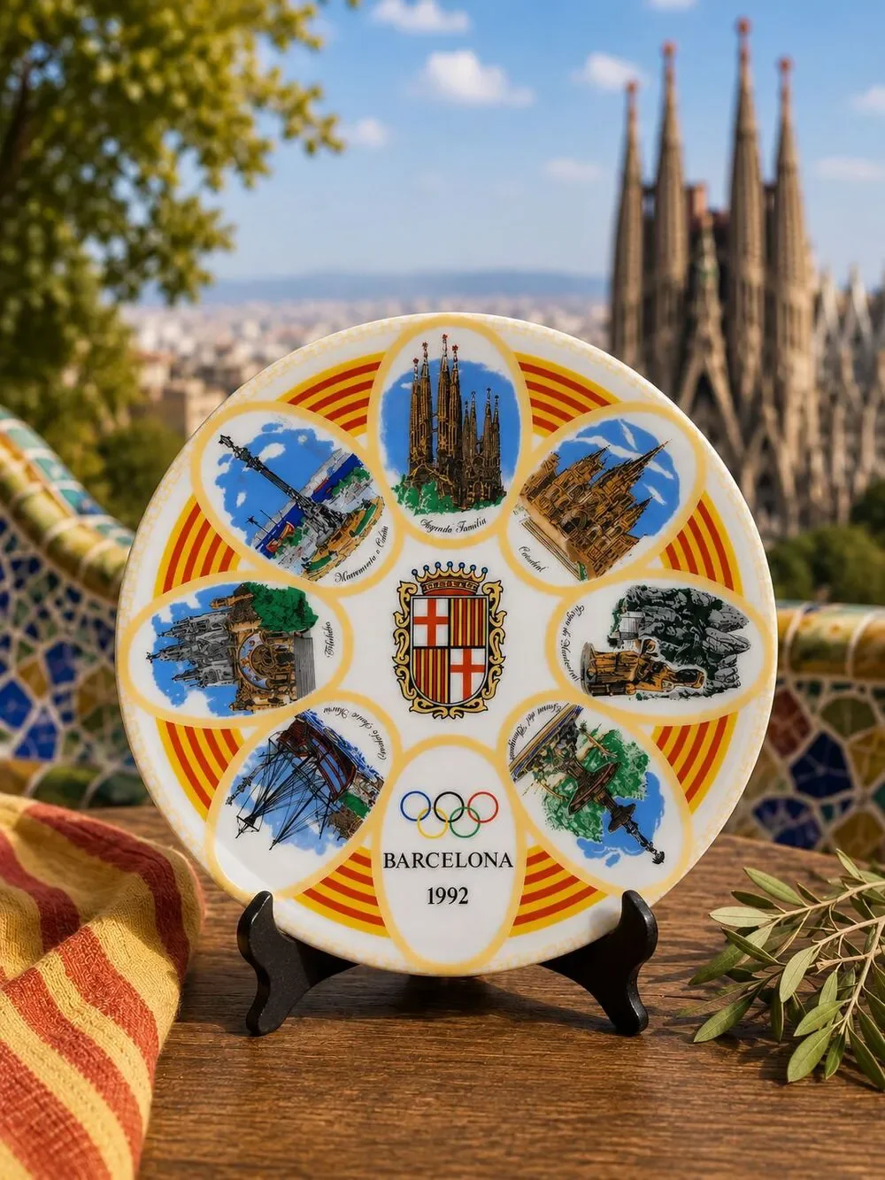Barcelona 1992 Olympics Commemorative Souvenir Plate Sagrada Familia Spain 9.5